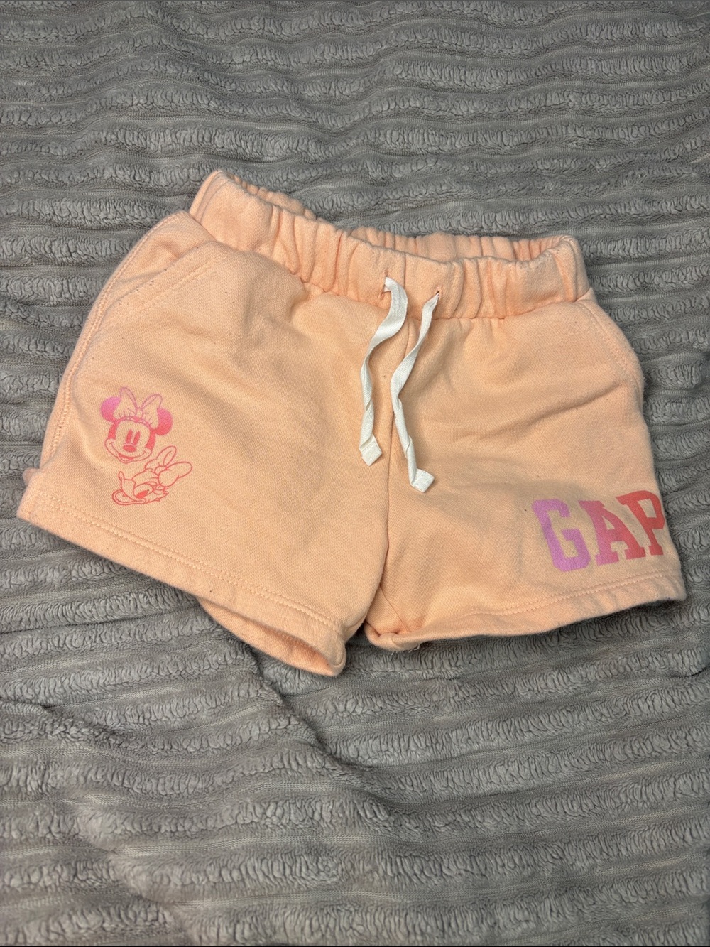 GAP Peach Minnie Graphic Drawstring Athletic Shorts